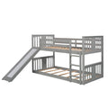 Twin Over Twin Bunk Bed With Slide And Ladder, Gray Old Sku Lp000108Aae Gray Solid Wood