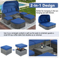 Outdoor Patio Furniture Set Daybed Sunbed With Retractable Canopy Conversation Set Wicker Furniture As Same As Wy000281Aae Blue Rattan