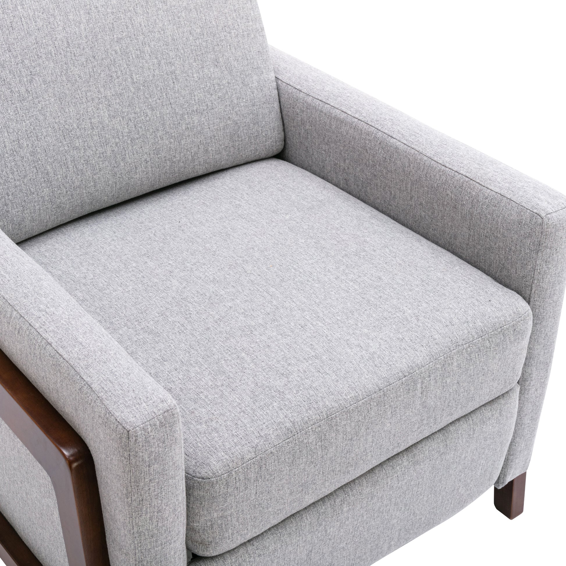 Wood Framed Upholstered Recliner Chair Adjustable Home Theater Seating With Thick Seat Cushion And Backrest Modern Living Room Recliners, Gray Old Sku:Pp289527Aae Gray Linen