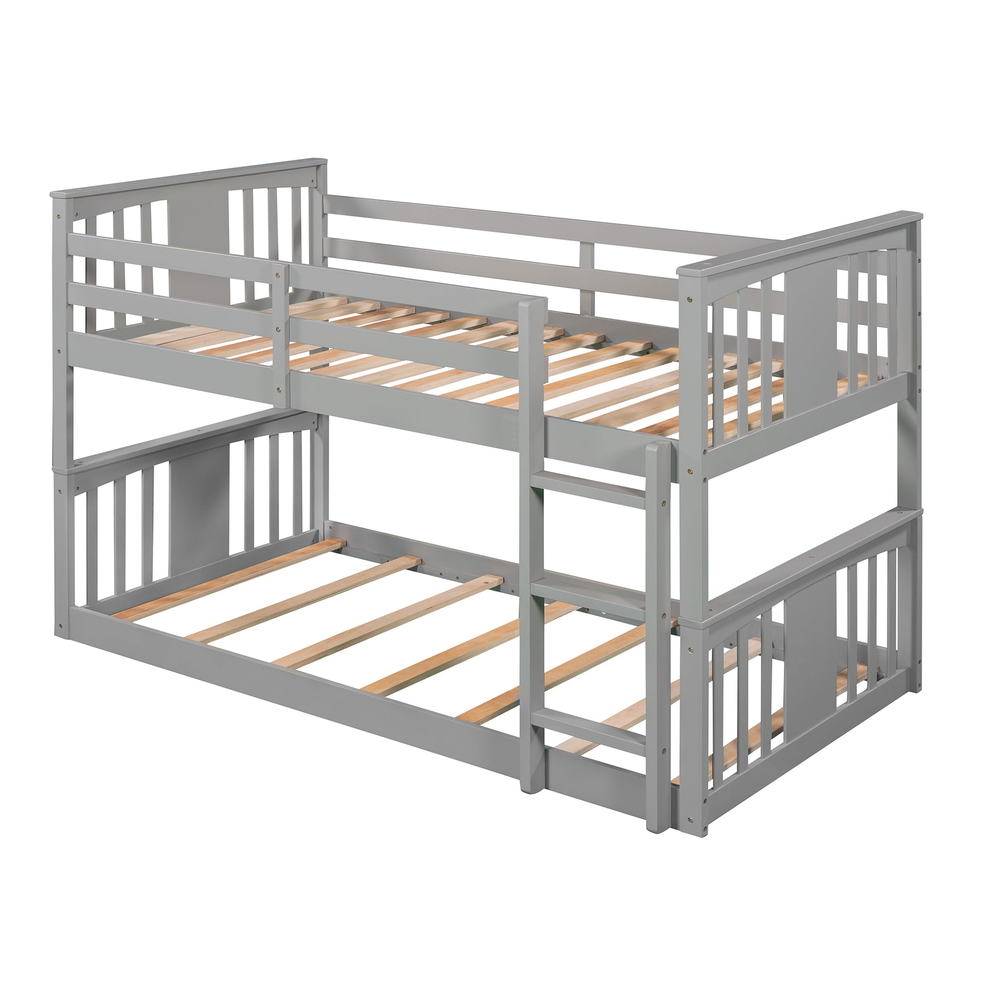 Twin Over Twin Bunk Bed With Ladder, Gray Old Sku:Lp000107Aae Gray Solid Wood