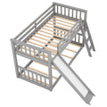 Twin Over Twin Bunk Bed With Convertible Slide And Ladder, Gray Gray Pine