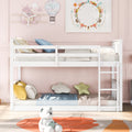 Twin Over Twin Bunk Bed With Ladder, White Old Sku:Lp000107Aak White Solid Wood