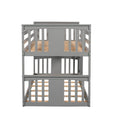 Twin Over Twin Bunk Bed With Ladder, Gray Old Sku:Lp000107Aae Gray Solid Wood