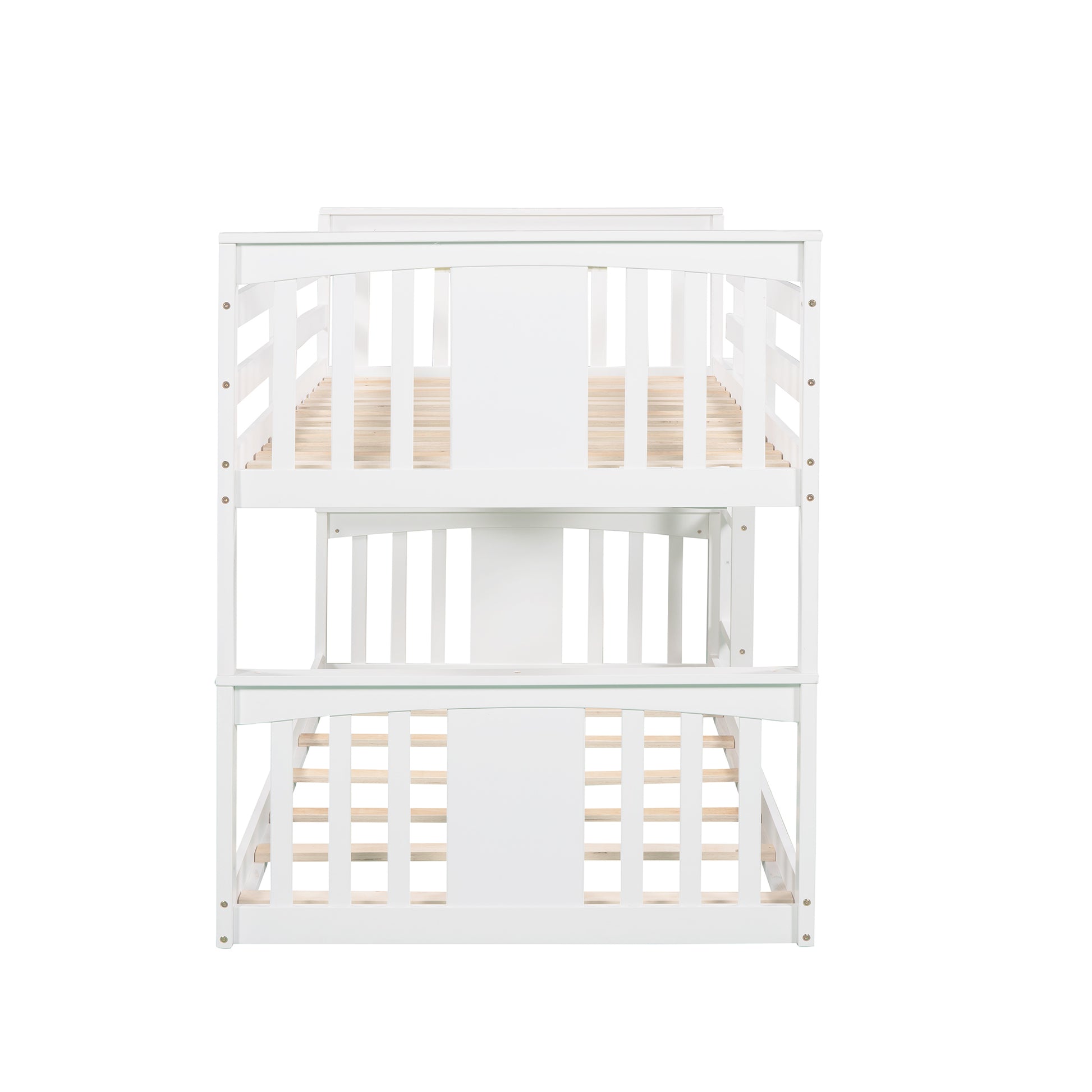 Twin Over Twin Bunk Bed With Ladder, White Old Sku:Lp000107Aak White Solid Wood