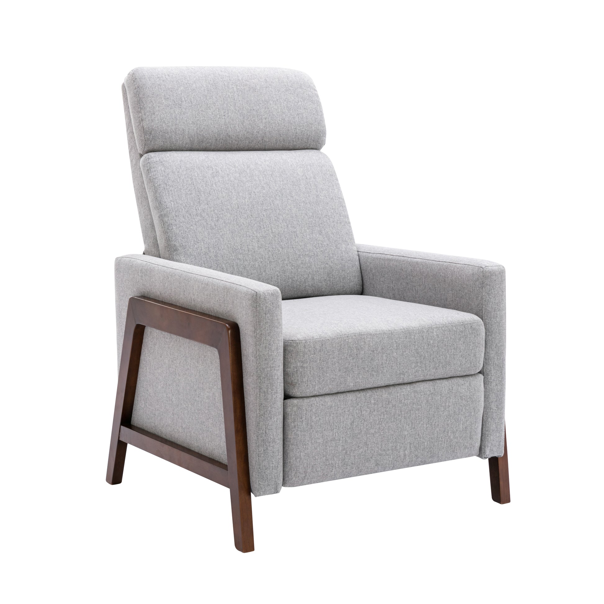Wood Framed Upholstered Recliner Chair Adjustable Home Theater Seating With Thick Seat Cushion And Backrest Modern Living Room Recliners, Gray Old Sku:Pp289527Aae Gray Linen