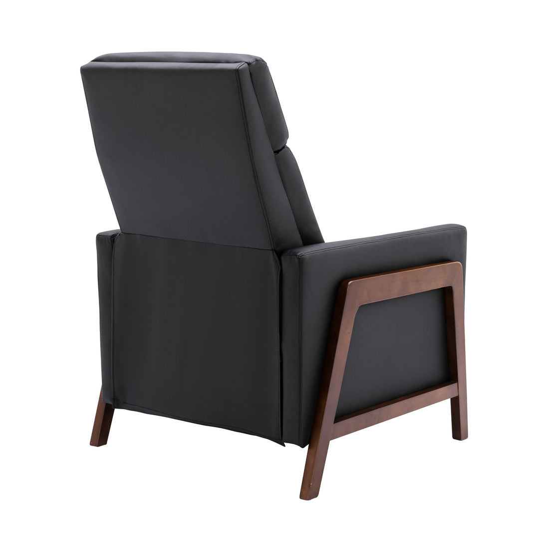 Set Of Two Wood Framed Pu Leather Recliner Chair Adjustable Home Theater Seating With Thick Seat Cushion And Backrest Modern Living Room Recliners, Black Black Pu Pu