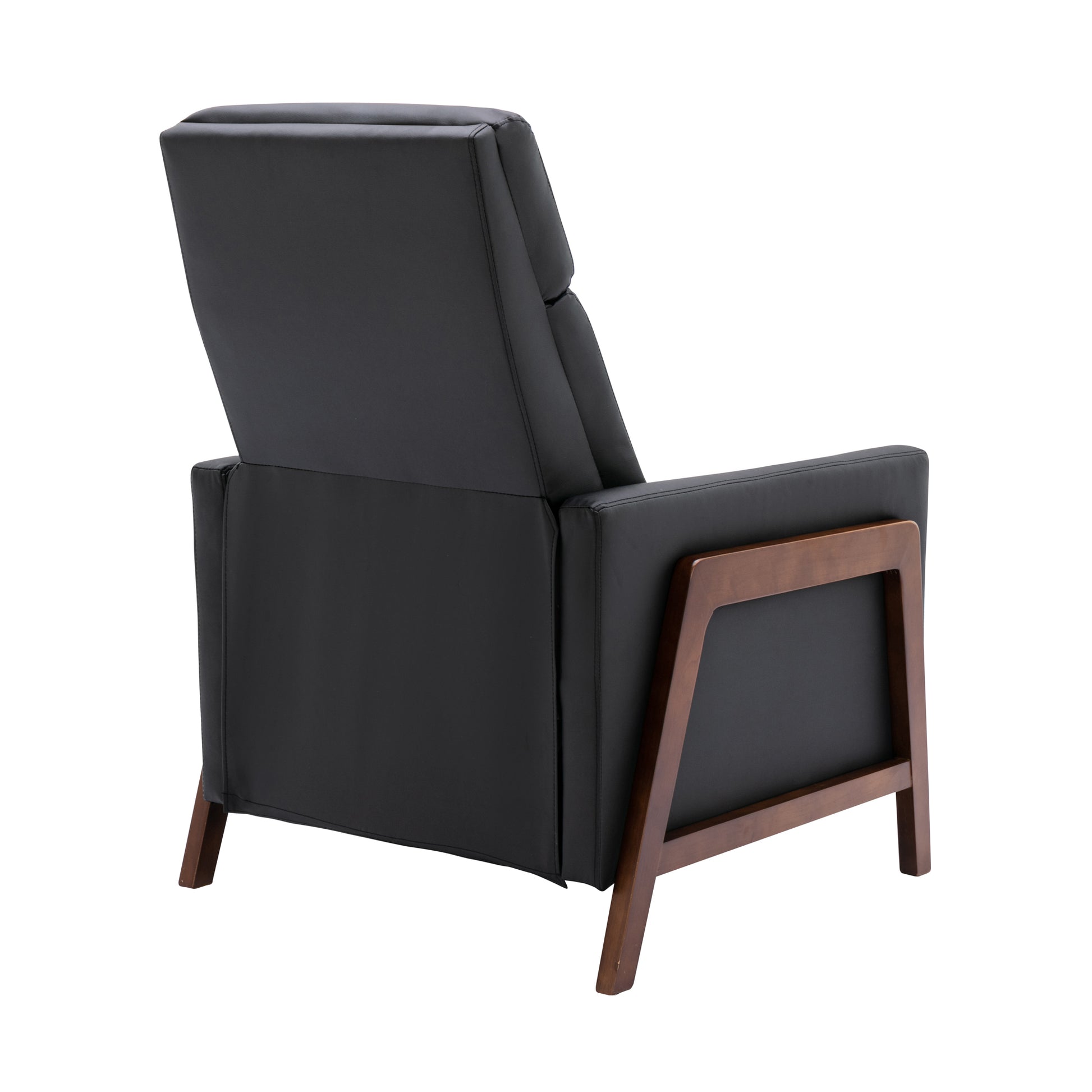 Wood Framed Pu Leather Recliner Chair Adjustable Home Theater Seating With Thick Seat Cushion And Backrest Modern Living Room Recliners, Black Old Sku:Pp289527Aab Black Pu Pu