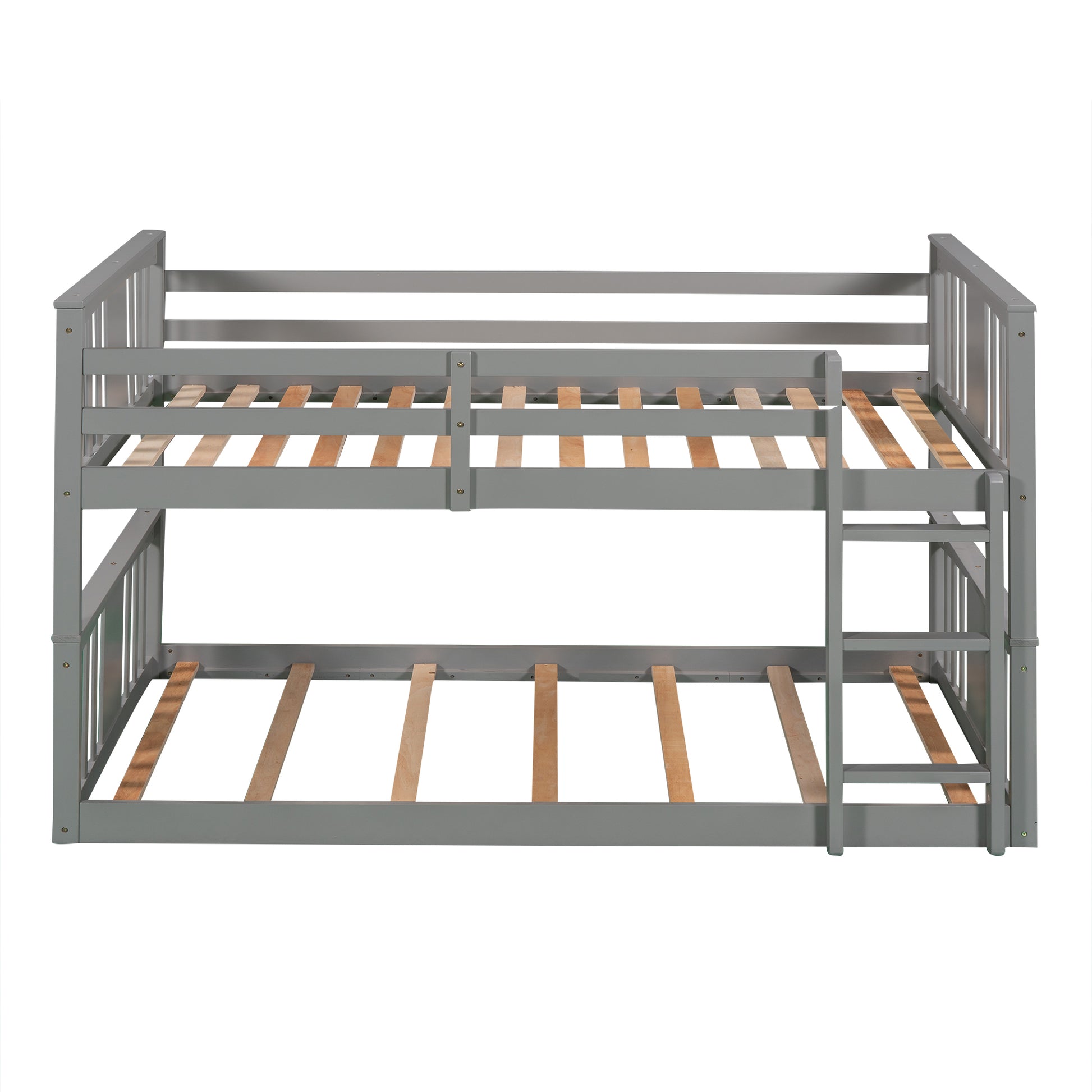 Twin Over Twin Bunk Bed With Ladder, Gray Old Sku:Lp000107Aae Gray Solid Wood