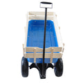 Outdoor Wagon All Terrain Pulling Wood Railing Air Tires Garden Cart Blue Steel