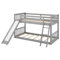 Twin Over Twin Bunk Bed With Convertible Slide And Ladder, Gray Gray Pine