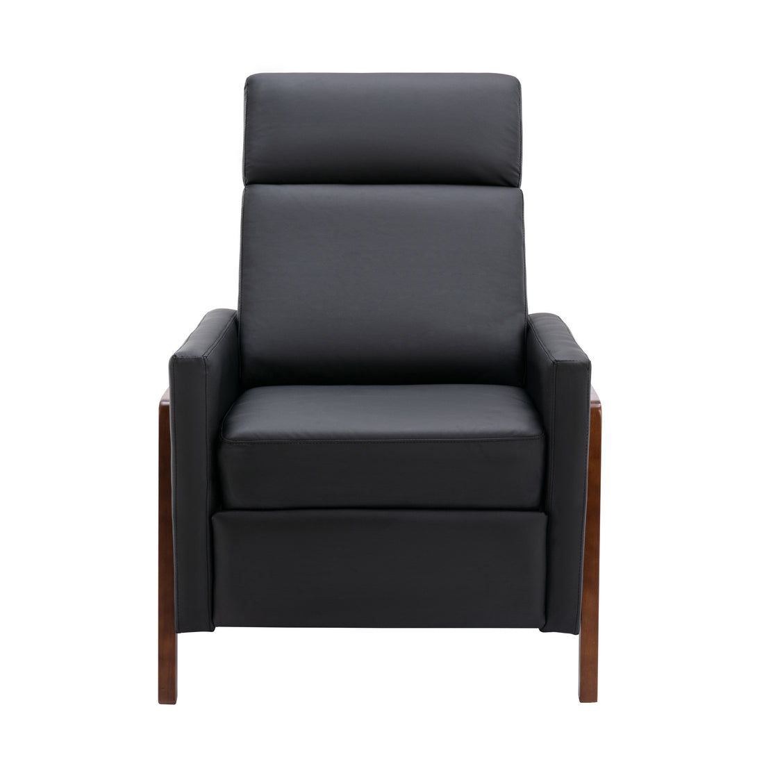 Wood Framed Pu Leather Recliner Chair Adjustable Home Theater Seating With Thick Seat Cushion And Backrest Modern Living Room Recliners, Black Old Sku:Pp289527Aab Black Pu Pu