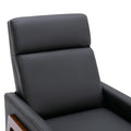 Set Of Two Wood Framed Pu Leather Recliner Chair Adjustable Home Theater Seating With Thick Seat Cushion And Backrest Modern Living Room Recliners, Black Black Pu Pu
