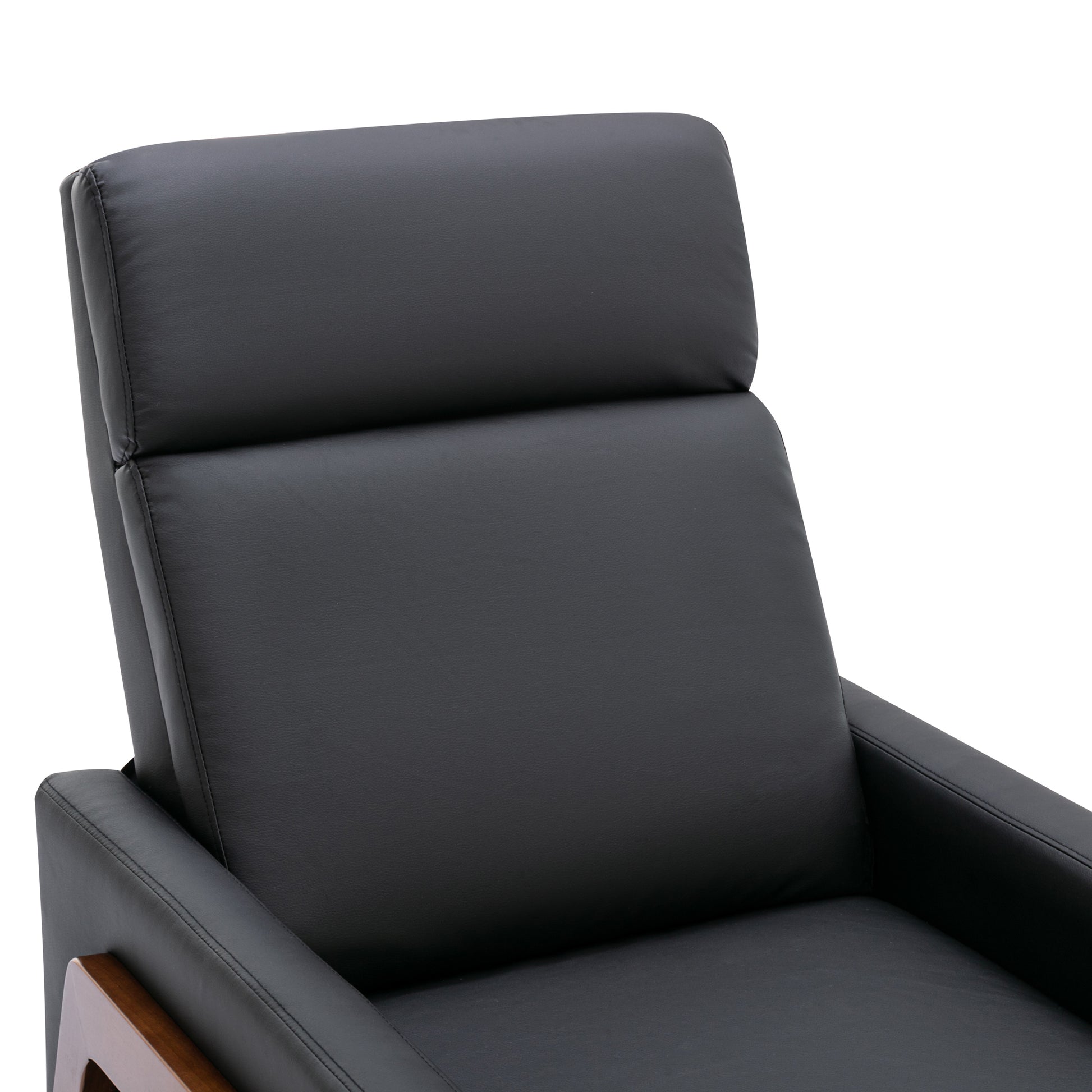 Set Of Two Wood Framed Pu Leather Recliner Chair Adjustable Home Theater Seating With Thick Seat Cushion And Backrest Modern Living Room Recliners, Black Black Pu Pu
