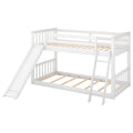 Twin Over Twin Bunk Bed With Convertible Slide And Ladder, White White Pine