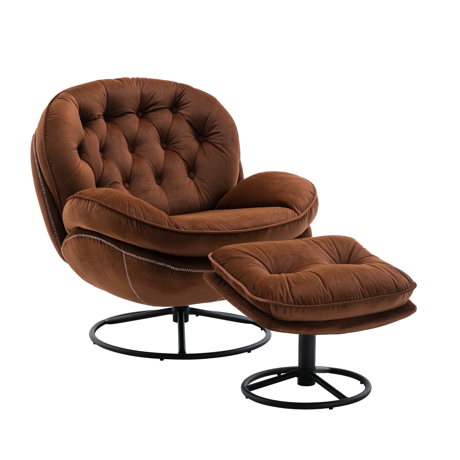 Accent Chair Tv Chair Living Room Chair With Ottoman Brown Brown Foam Upholstered