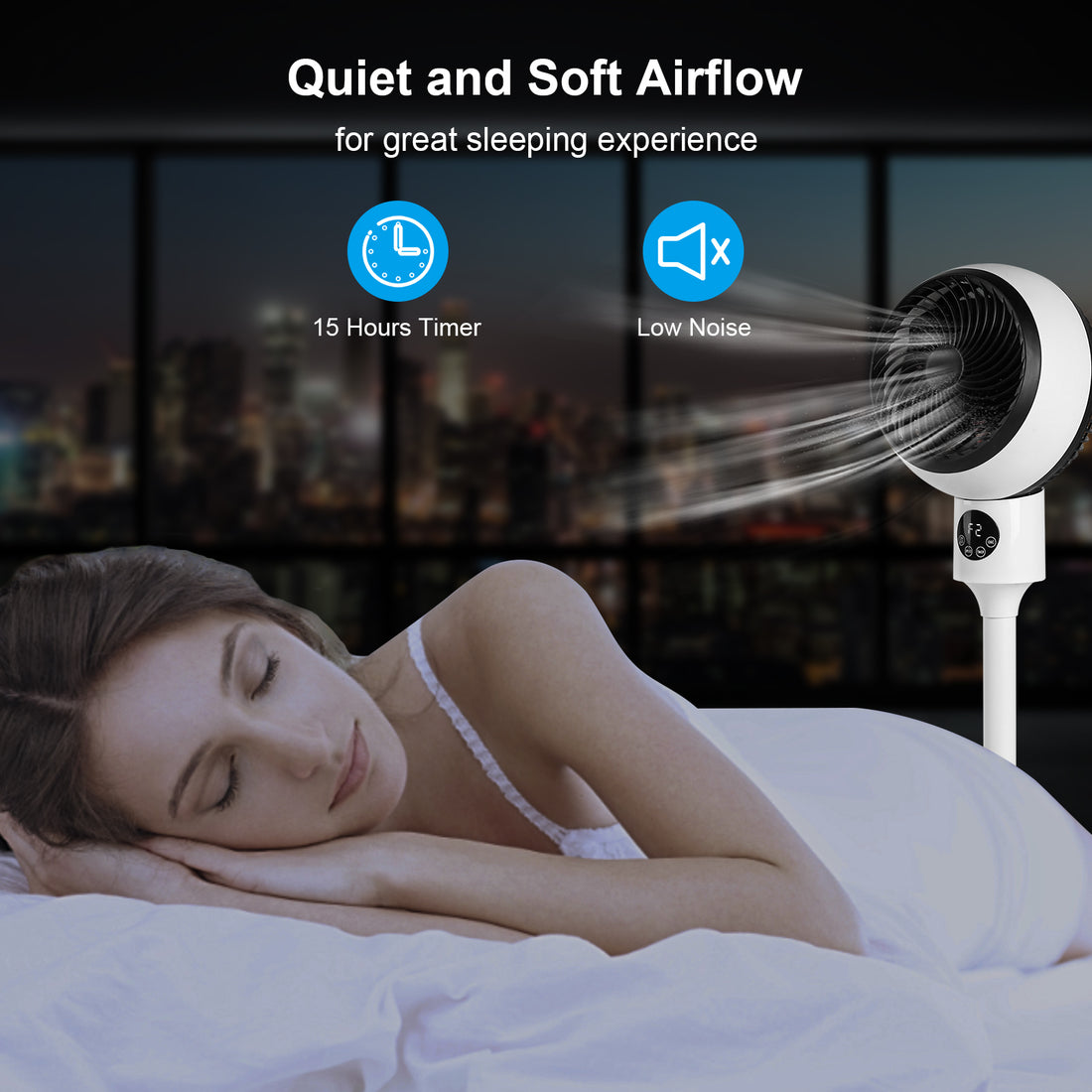 Circulating Stand Fan For Home Bedroom With Remote, Standing Fans Ocillation 70 , Pedestal Fan 3 Speeds,3 Modes,15Hour Timing, Led Display, For Indoor, Bedroom And Home Office, 7 Inch,White White Plastic