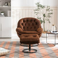 Accent Chair Tv Chair Living Room Chair With Ottoman Brown Brown Foam Upholstered