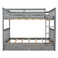 Full Over Full Bunk Bed With Ladders And Two Storage Drawers Gray Old Sku:Lt000365Aae Gray Solid Wood