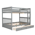 Full Over Full Bunk Bed With Ladders And Two Storage Drawers Gray Old Sku:Lt000365Aae Gray Solid Wood