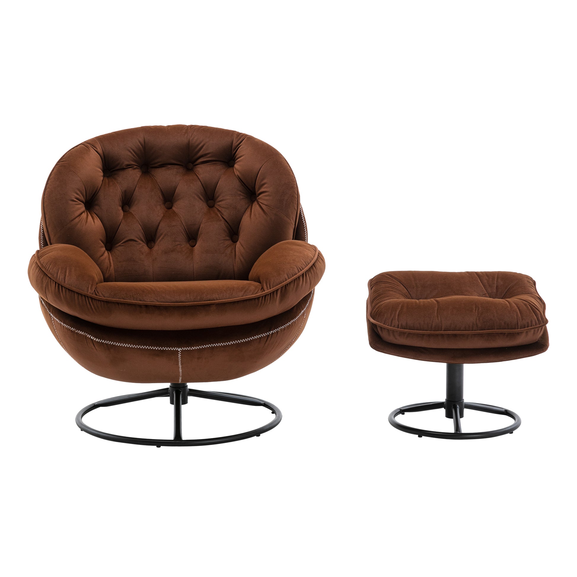 Accent Chair Tv Chair Living Room Chair With Ottoman Brown Brown Foam Upholstered