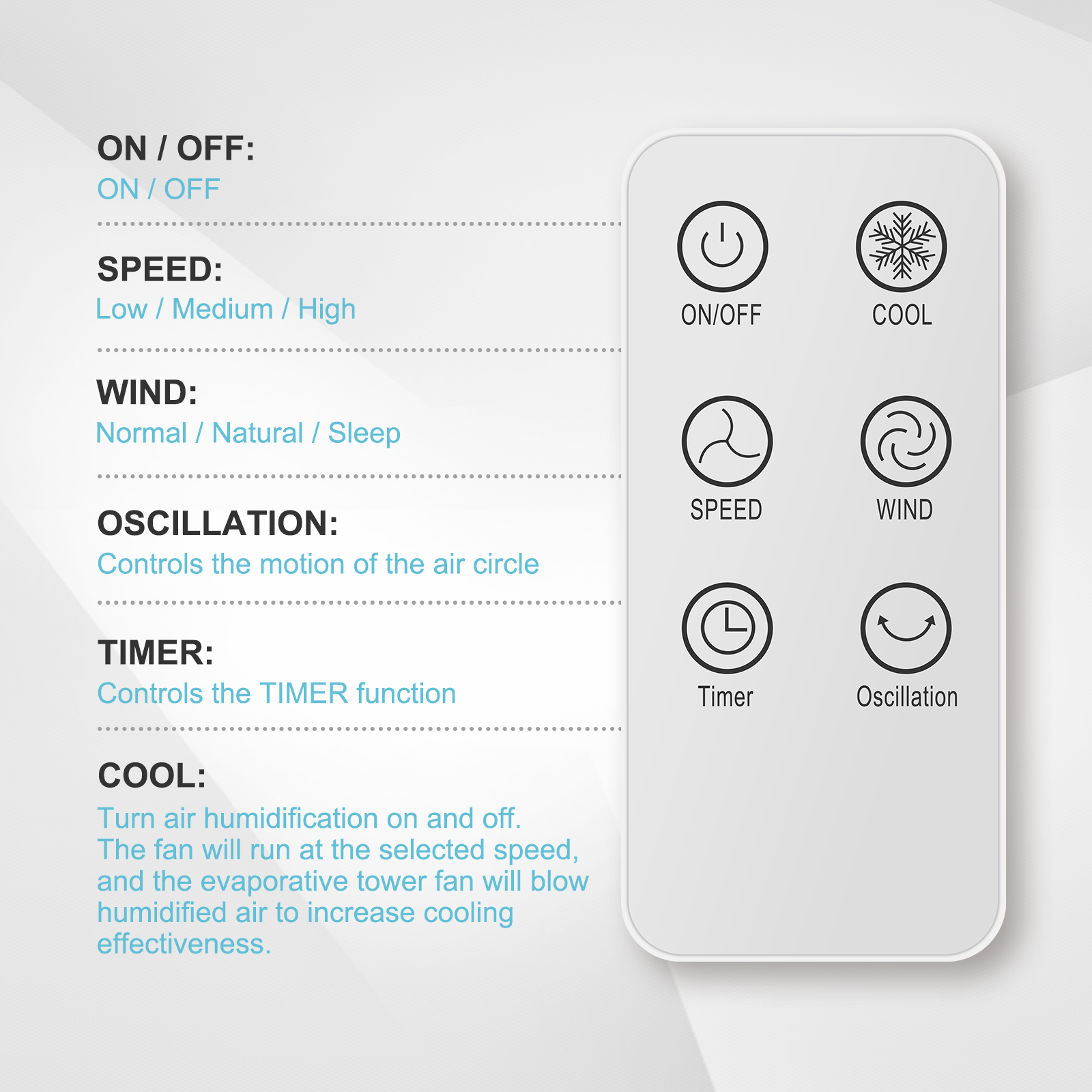 Simple Deluxe Mist Tower Fan, 12 Speeds & 3 Modes Settings Standing Fan15 Hour Timing Closure Cooling Fan, Low Noise, 43 Inches, White White Plastic