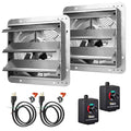 Ipower 12 Inch Variable Shutter Exhaust Fan Aluminum With Speed Controller And Power Cord Kit, 1620Rpm, 940 Cfm, 2 Pack, Silver Silver Aluminium