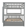 Full Over Full Bunk Bed With Ladders And Two Storage Drawers Gray Old Sku:Lt000365Aae Gray Solid Wood