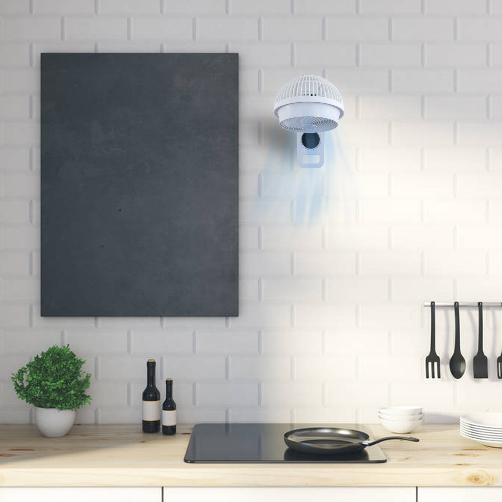 Simple Deluxe 7 Inch Wall Mount Fan, 3 Speeds & 3 Modes, 15 Hours Timer, 60 Oscillating Circulating Fan, With Remote Control, Air Circulation Fan For Indoor Use, White White Plastic