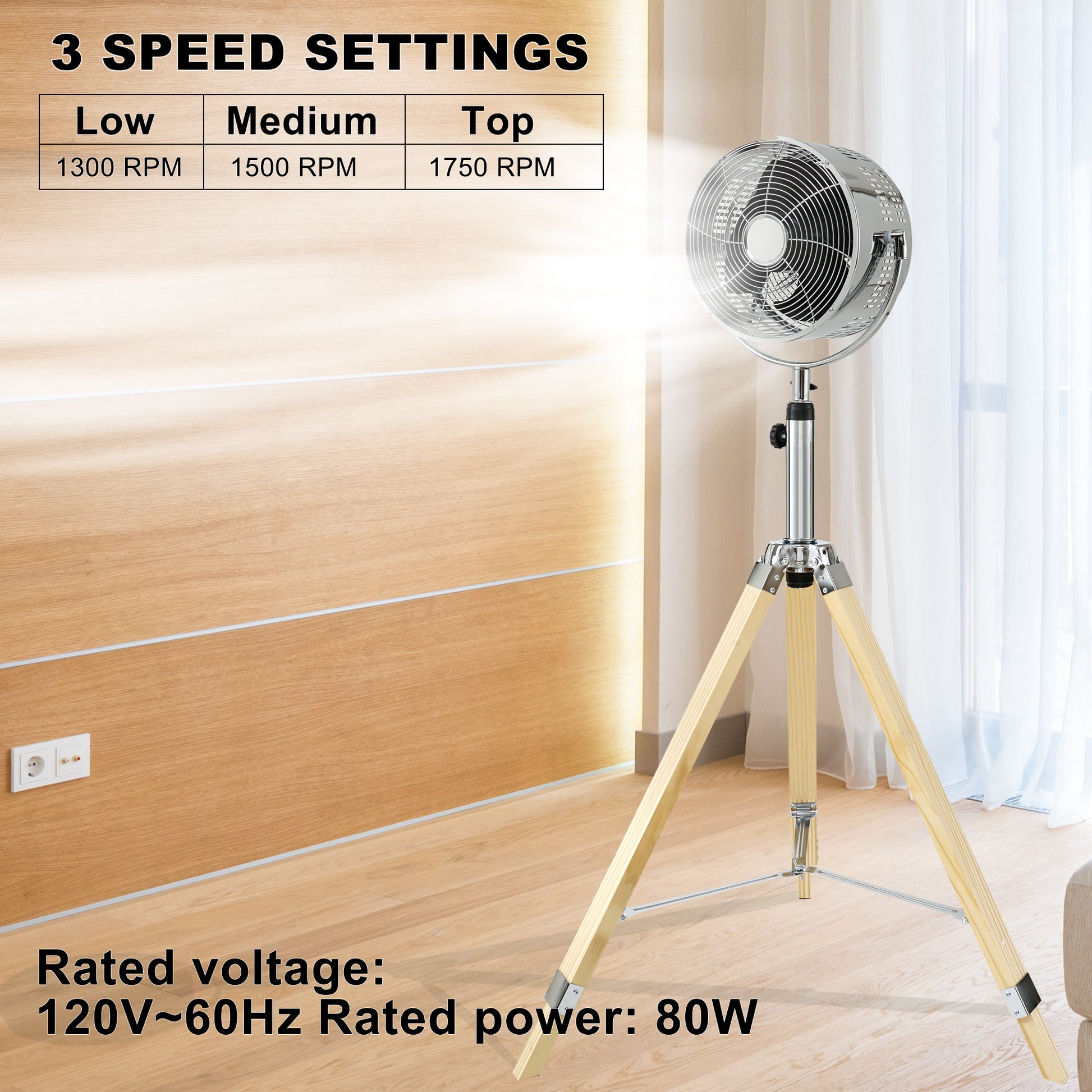 Simple Deluxe Tripod Pedestal Fan, 3 Speed Adjustment, Multiple Wide Angle Standing Fan, Suitable For Bedroom, Living Room And Office, Silver 10 Inch, 10 Inch Silver Metal