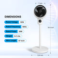 Circulating Stand Fan For Home Bedroom With Remote, Standing Fans Ocillation 70 , Pedestal Fan 3 Speeds,3 Modes,15Hour Timing, Led Display, For Indoor, Bedroom And Home Office, 7 Inch,White White Plastic