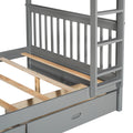 Full Over Full Bunk Bed With Ladders And Two Storage Drawers Gray Old Sku:Lt000365Aae Gray Solid Wood