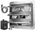 Ipower Hifanxexhaust12Ctb 12 Inch Variable Shutter Exhaust Fan With Speed Controller And Power Cord Kit, 1620Rpm, 940 Cfm, Silver Silver Aluminium