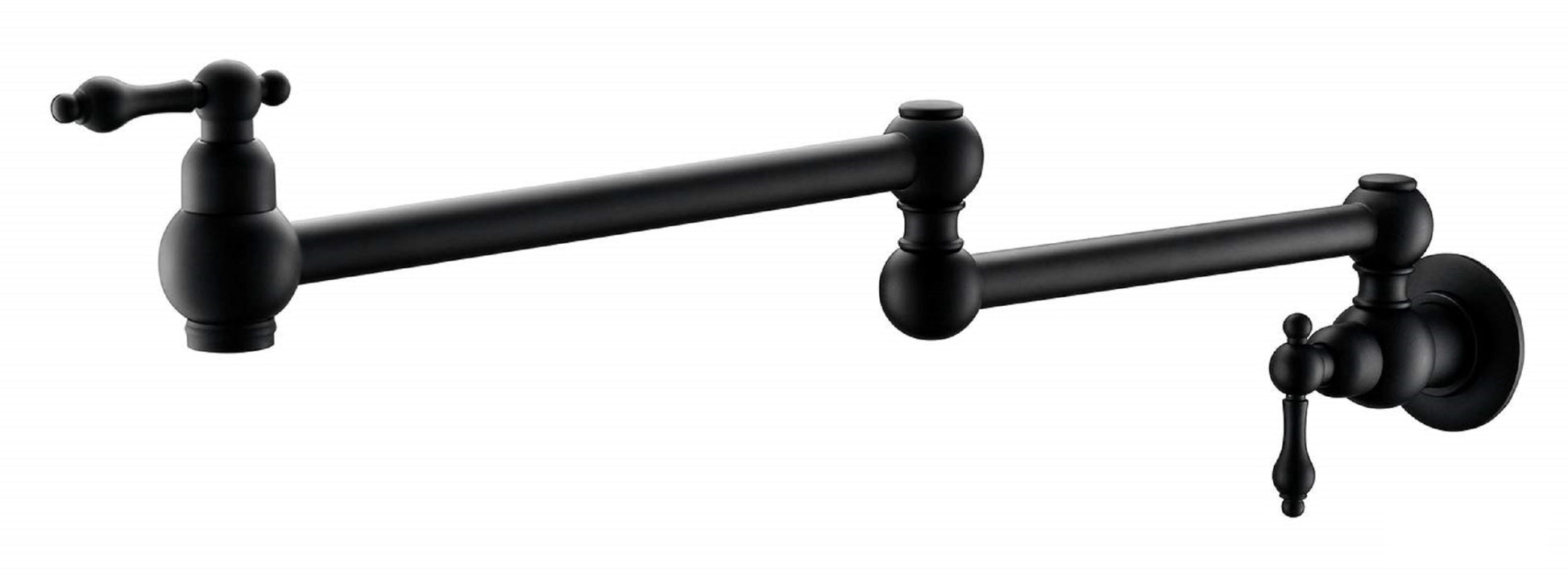 Pot Filler Faucet Wall Mount,With Double Joint Swing Arms Matte Black Matte Black Brass