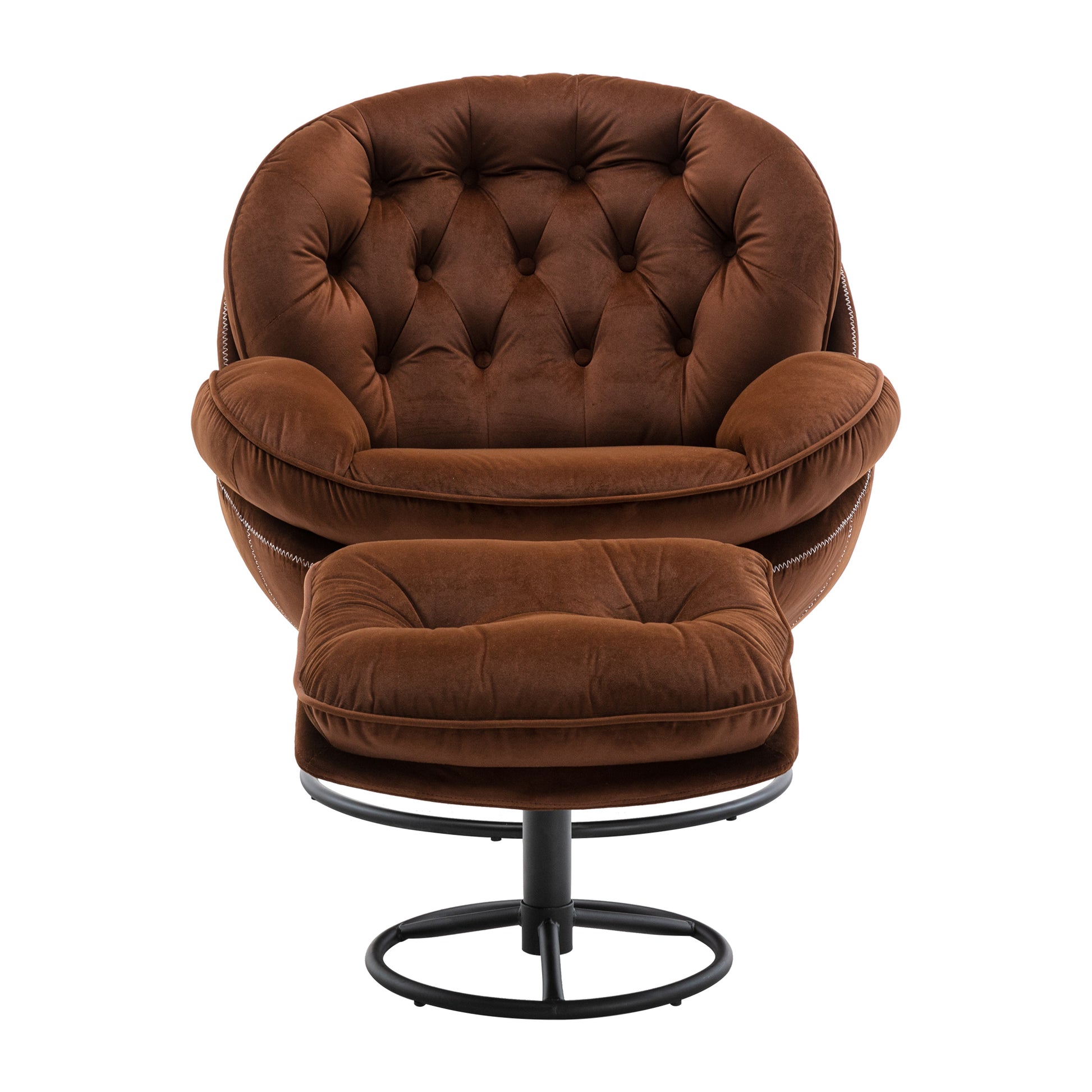 Accent Chair Tv Chair Living Room Chair With Ottoman Brown Brown Foam Upholstered