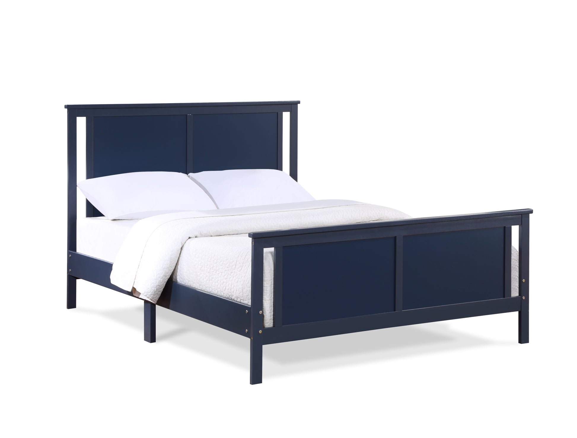 Connelly Full Bed Midnight Blue Vintage Walnut Dark Blue Solid Wood