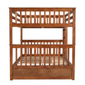 Full Over Full Bunk Bed With Ladders And Two Storage Drawers Walnut Old Sku:Lt000365Aad Walnut Solid Wood