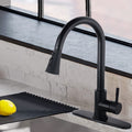 Pull Down Kitchen Faucet With Sprayer Stainless Steel Matte Black Matte Black Stainless Steel