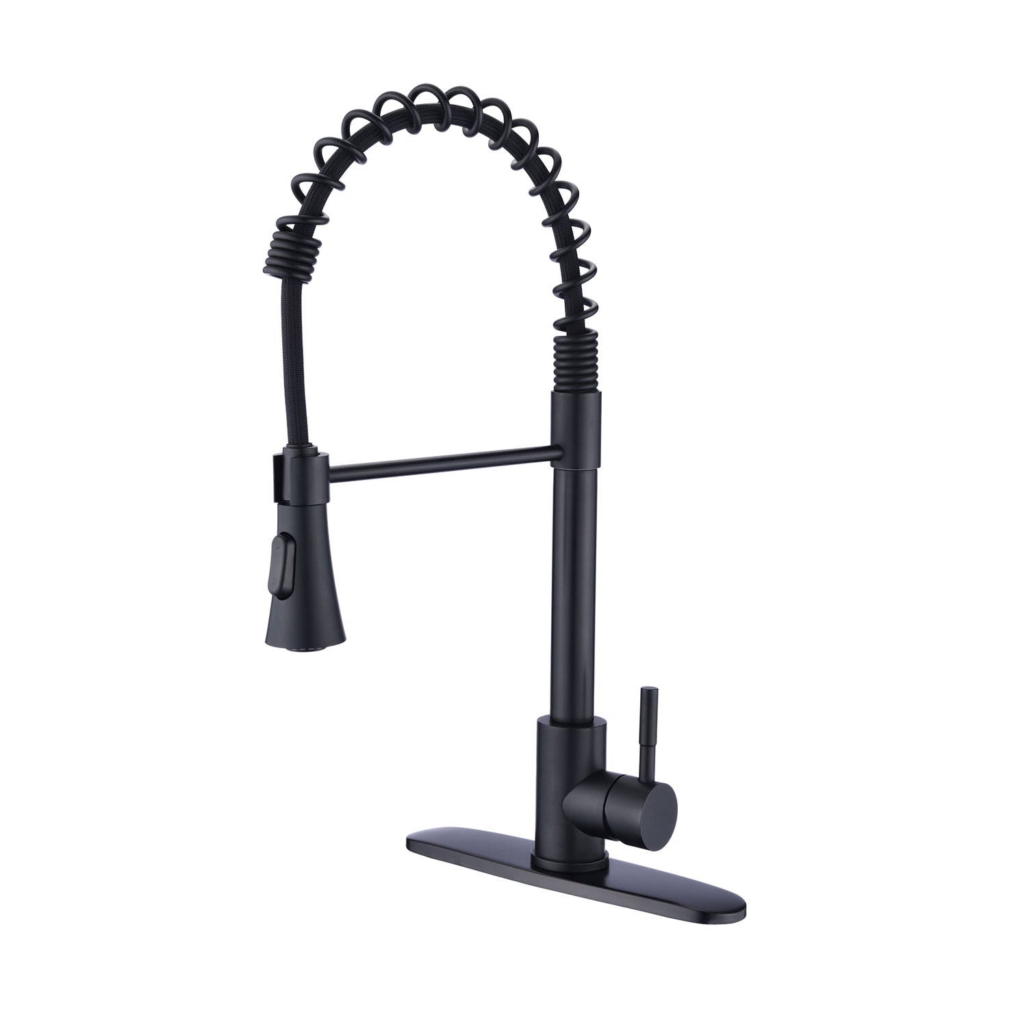 Commercial Kitchen Sink Faucet With Deck Plate Matte Black Matte Black Stainless Steel