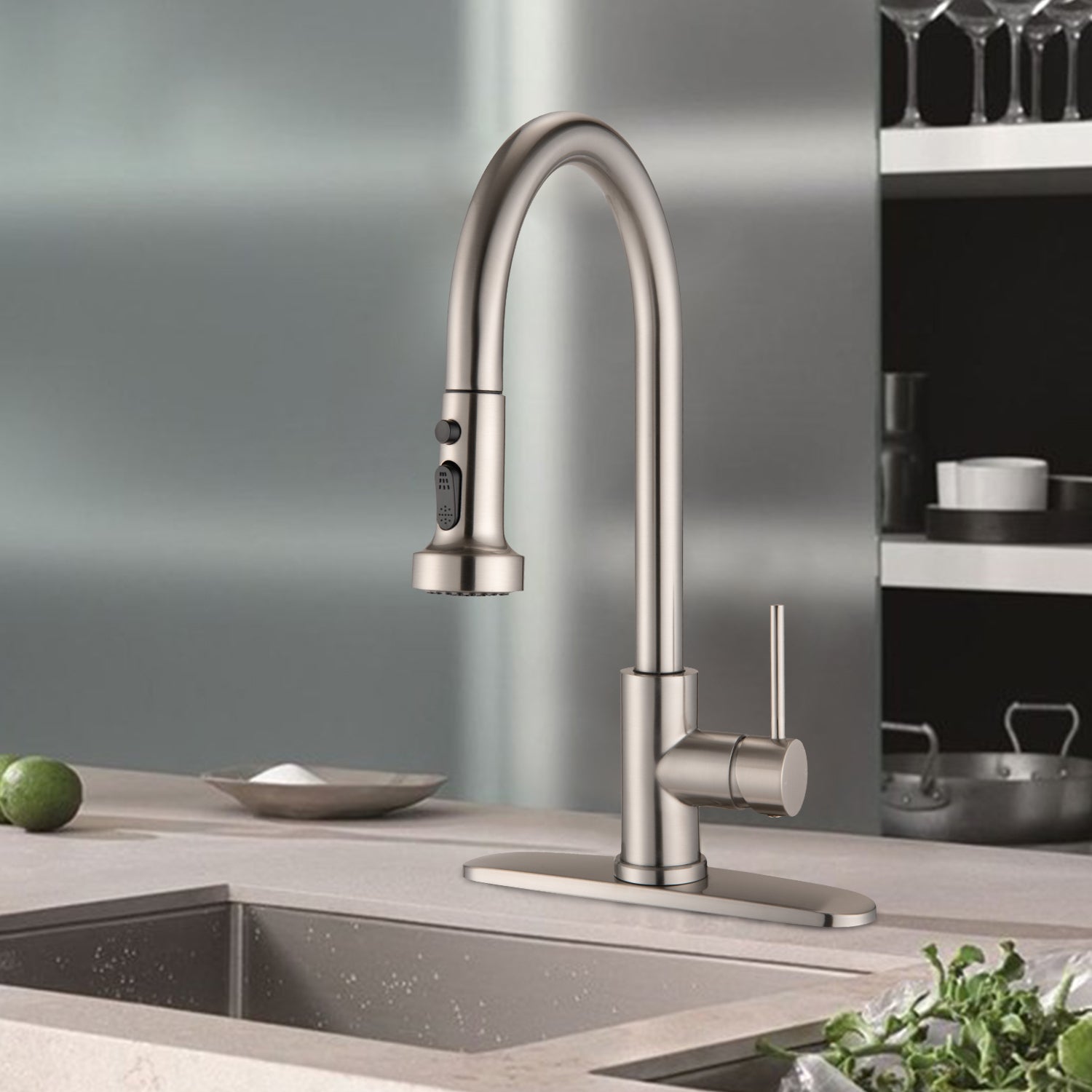 Stainless Steel Pull Down Kitchen Faucet With Sprayer Brushed Nickel Brushed Nickel Stainless Steel