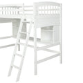 Twin Size Loft Bed With Storage Shelves, Desk And Ladder, White Old Sku :Lp000140Kaa Twin White Solid Wood