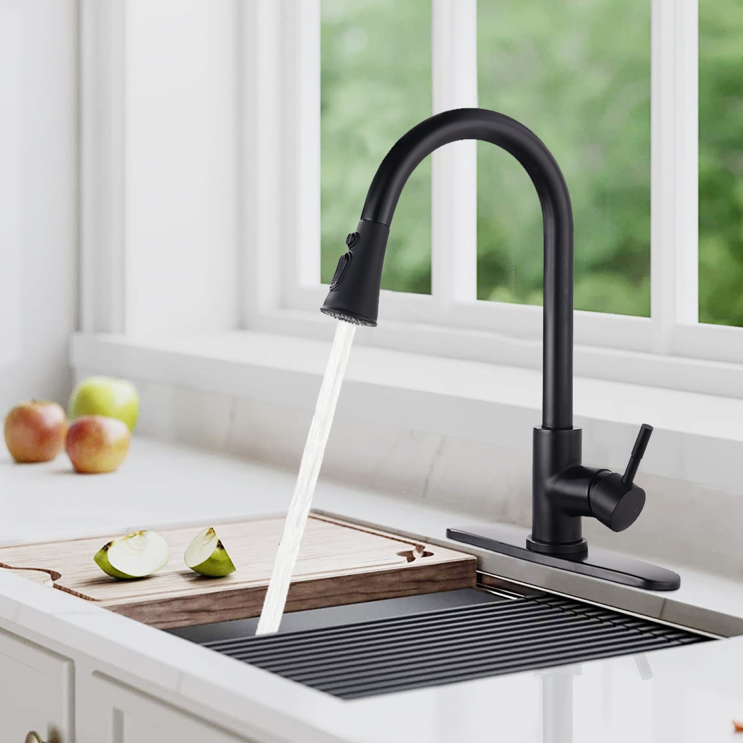 Pull Down Kitchen Faucet With Sprayer Stainless Steel Matte Black Matte Black Stainless Steel