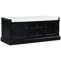 Storage Bench With 2 Drawers And 2 Cabinets, Shoe Bench With Removable Cushion For Living Room, Entryway Black Black Solid Wood