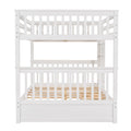 Full Over Full Bunk Bed With Ladders And Two Storage Drawers White Old Sku:Lt000365Aak White Solid Wood