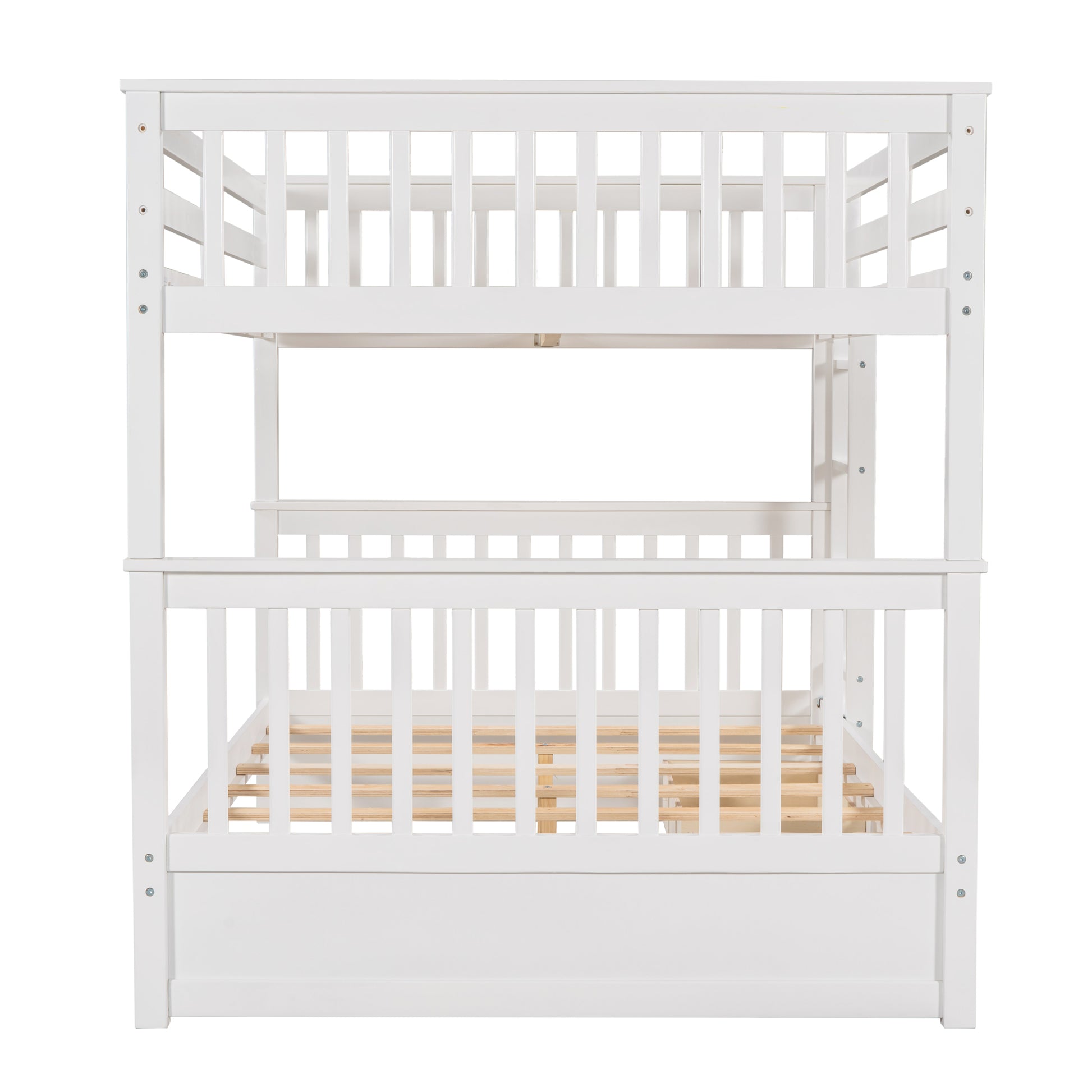 Full Over Full Bunk Bed With Ladders And Two Storage Drawers White Old Sku:Lt000365Aak White Solid Wood