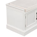 Storage Bench With 2 Drawers And 2 Cabinets, Shoe Bench With Removable Cushion For Living Room, Entryway White White Solid Wood