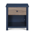 Connelly Nightstand Midnight Blue Vintage Walnut Dark Blue Solid Wood