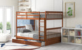 Full Over Full Bunk Bed With Ladders And Two Storage Drawers Walnut Old Sku:Lt000365Aad Walnut Solid Wood