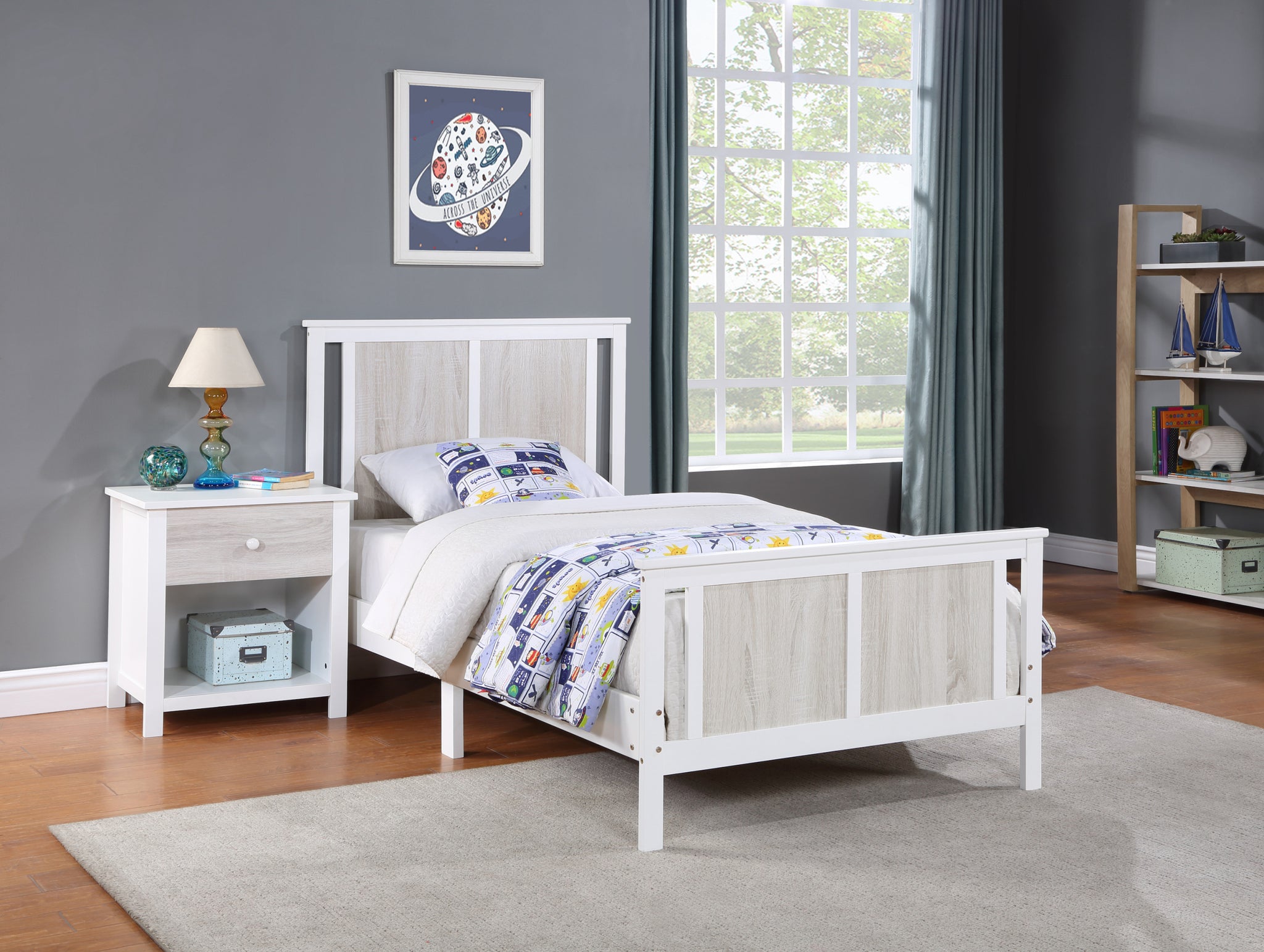 Connelly Twin Bed White Rockport Gray White Solid Wood