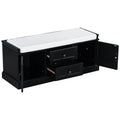 Storage Bench With 2 Drawers And 2 Cabinets, Shoe Bench With Removable Cushion For Living Room, Entryway Black Black Solid Wood