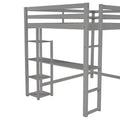 Full Size Loft Bed With Built In Desk And Shelves,Gray Gray Pine